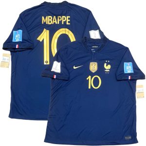 2022 World Cup France Home Jersey #10 Mbappe Final Match Patches kit